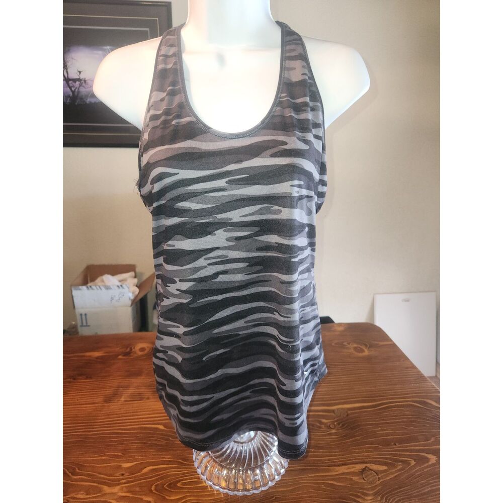 Old Navy Active Women's Black Camo Racerback Tank Top Army Print Size M Medium